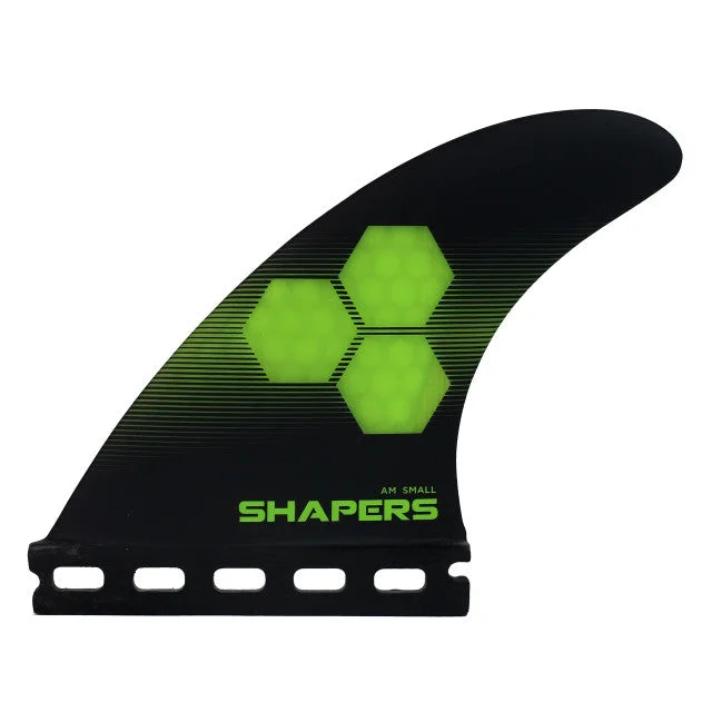 surfboard fins for high-performance surfboards-Shapers AM Corelite Thruster 1 Tab Small Green