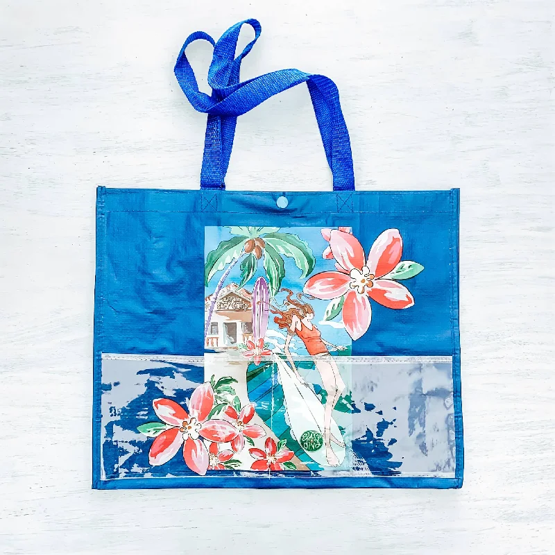 surf clothing for fashionable beach style-TOTE with Surf Diva Surf Camp - BEACH & SHOPPING TOTE