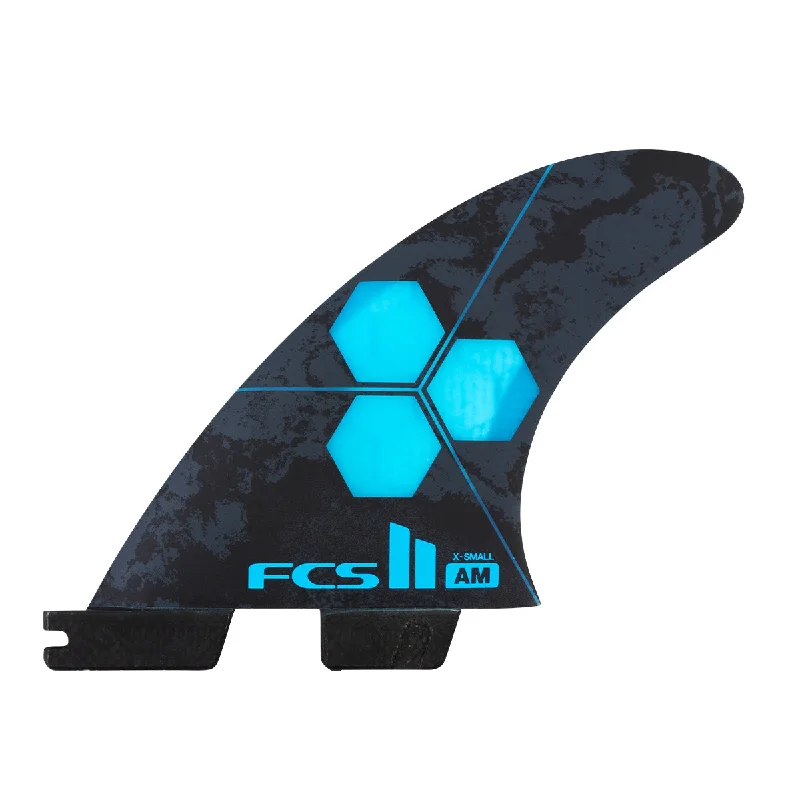 surfboard fins for increased paddling power-FCS Al Merrick AM PC Tri Fin Set-Cyan-X-Small