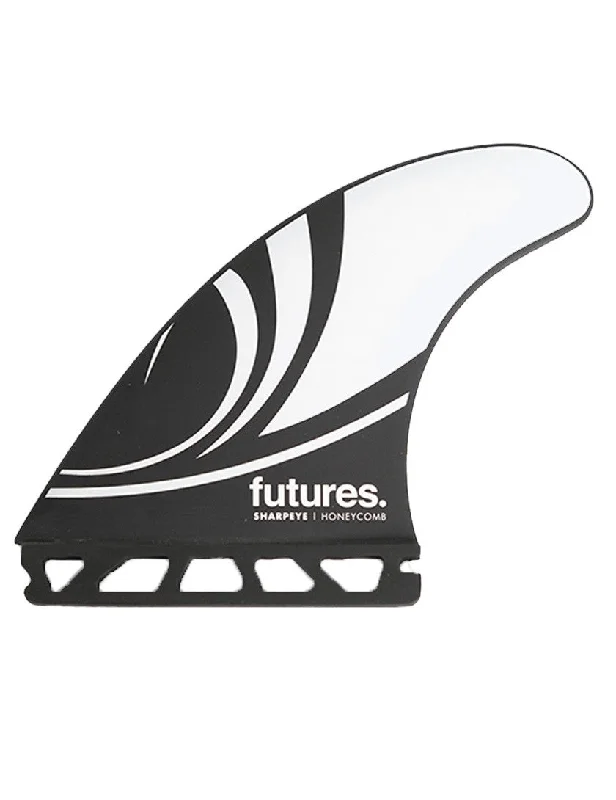 surfboard fins with added volume for buoyancy-Futures Sharp Eye Honeycomb Thruster Fin Set - Black / White