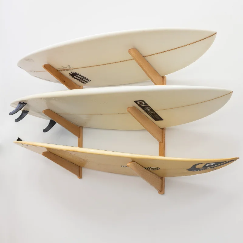 surfboards for improved stability-TidyTimber Surfboard Storage Wood Rack | Holds 3 Surfboards