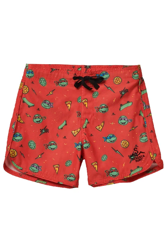 surf clothing with full coverage for sensitive skin-Seaesta Surf x Teenage Mutant Ninja Turtles® Turtle Power Boardshorts / Raph Red