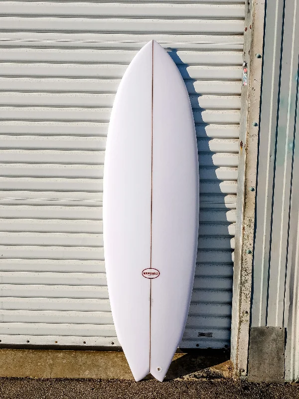 high-performance surfboards for advanced surfers-Mangiagli Surfboards | 5'10" M2 Performance Fish White Surfboard