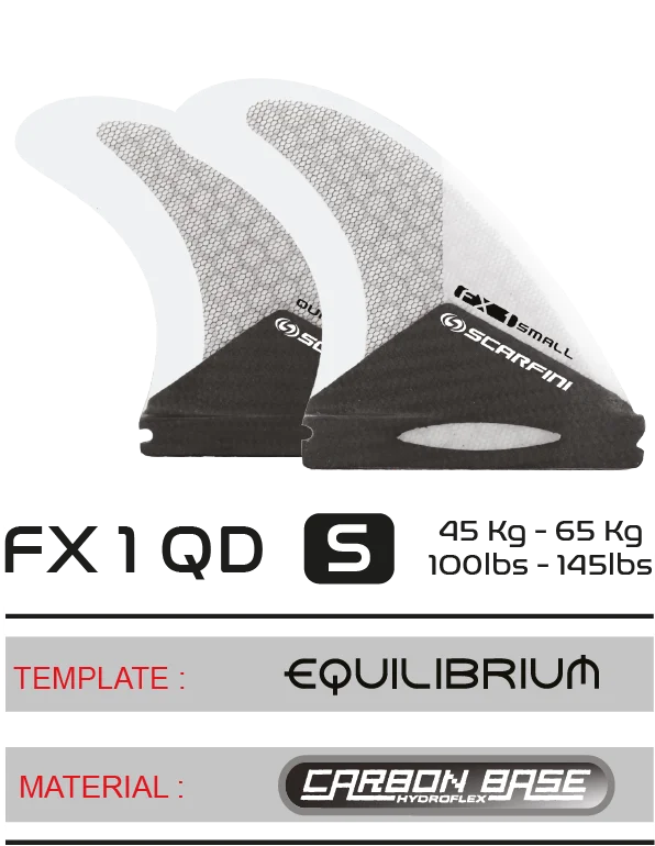 surfboard fins for pro-level performance-Scarfini FX1 Carbon Fibreglass 1 Tab Quad Small