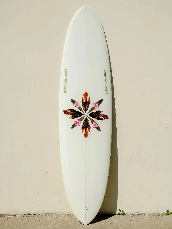 surfboards for paddling power-LOVE MACHINE 7'4 LIZZY I VANILLA OPAQUE/FLOWERS