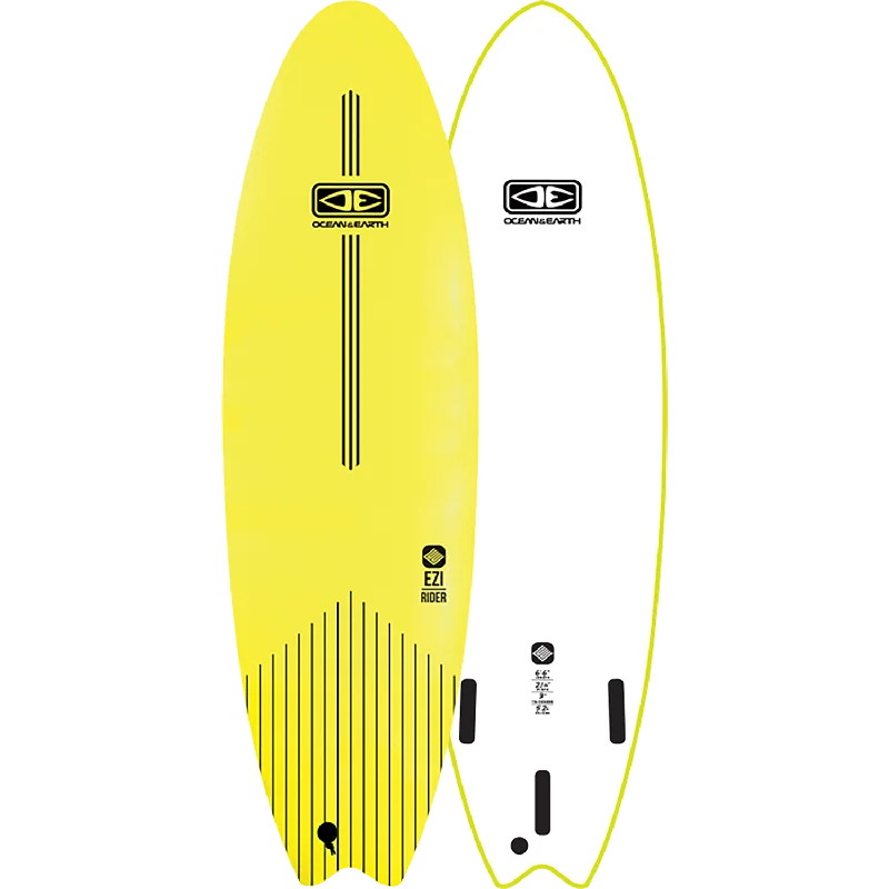 surfboards for high-speed surfing-O&E Ocean & Earth Ezi-Rider Softboard 6'6" Lime Electric Yellow - Surfboard