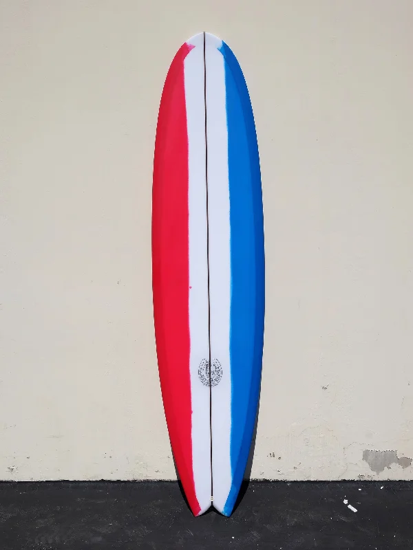 surfboards for higher wave-holding capacity-7'11" Fishy Noserider - Red White and Blue Surfboard