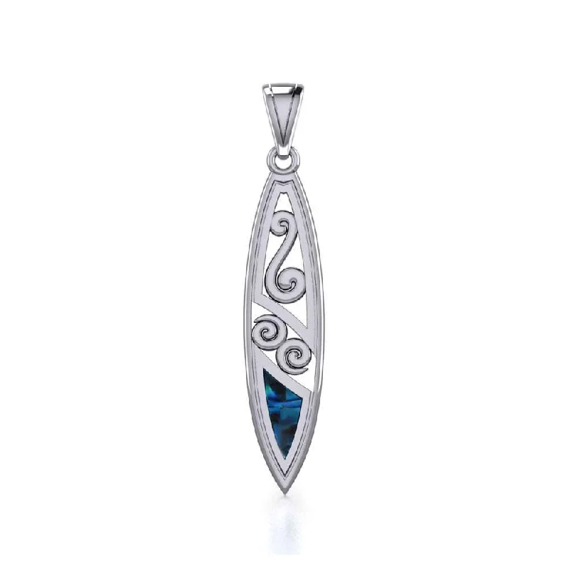 surfboards for perfect wave alignment-Filigree Surfboard Silver Pendant TP1531