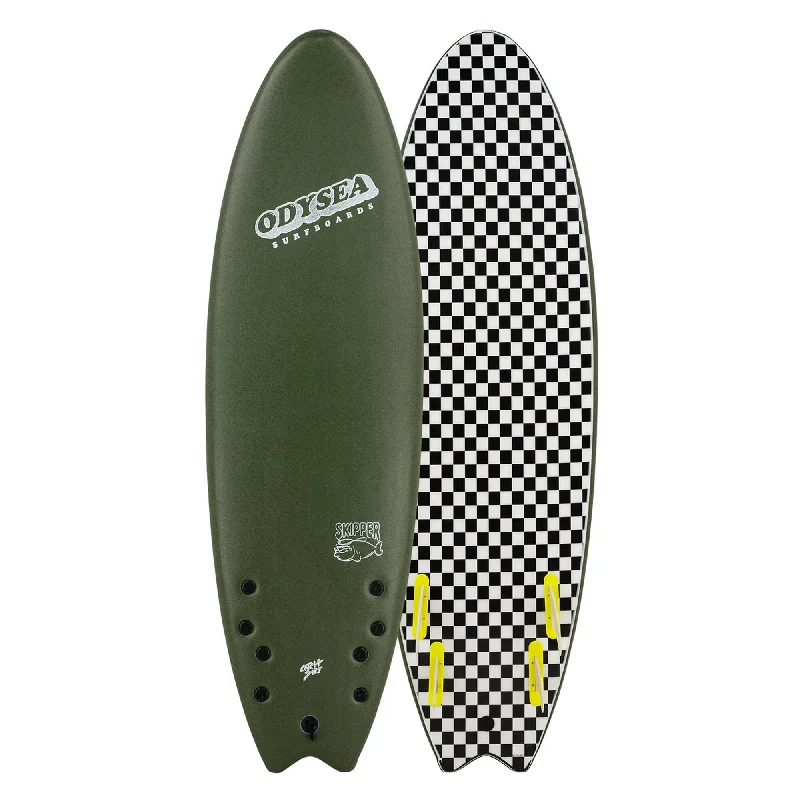 surfboards with carbon-fiber reinforcements-Catch Surf Odysea Skipper 6'0 Quad Soft Surfboard - Military Green