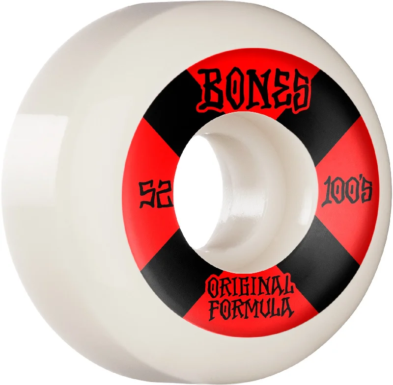 surf clothing for long surf sessions-BONES WHEELS OG Formula Skateboard Wheels 100 #4 52mm V5 Sidecut 4pk White