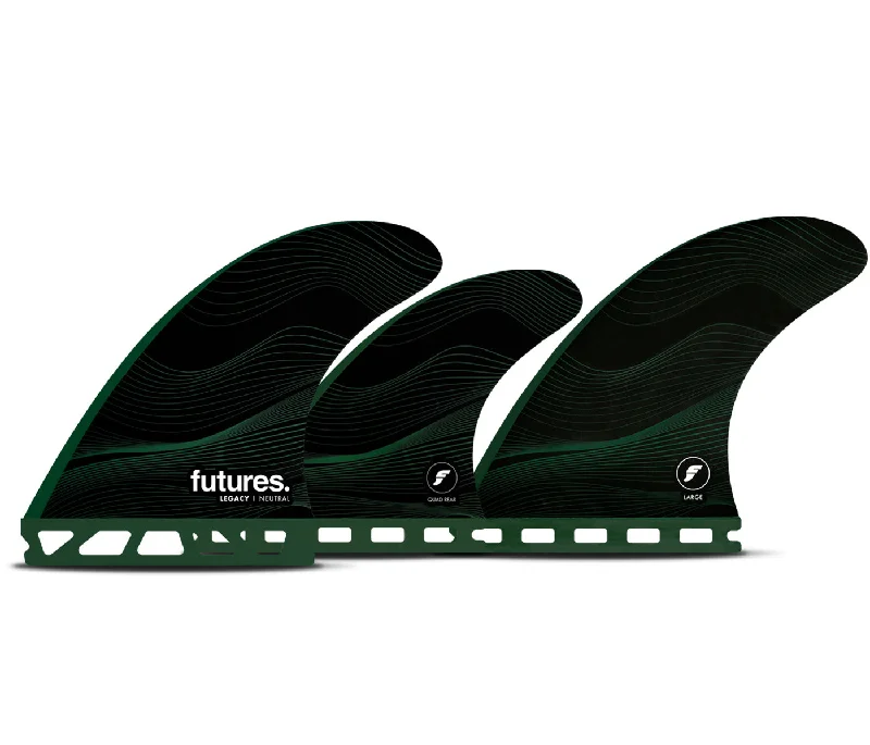 surfboard fins for fast response in waves-Futures F8 Legacy Tri/Quad Fin Set-Green-Large