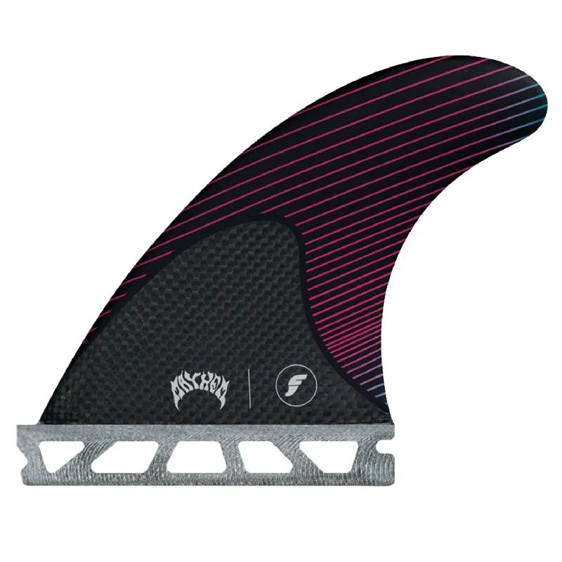 surfboard fins for aggressive carving-Futures Mayhem Small Thruster Surfboard Fins - Pink/Teal