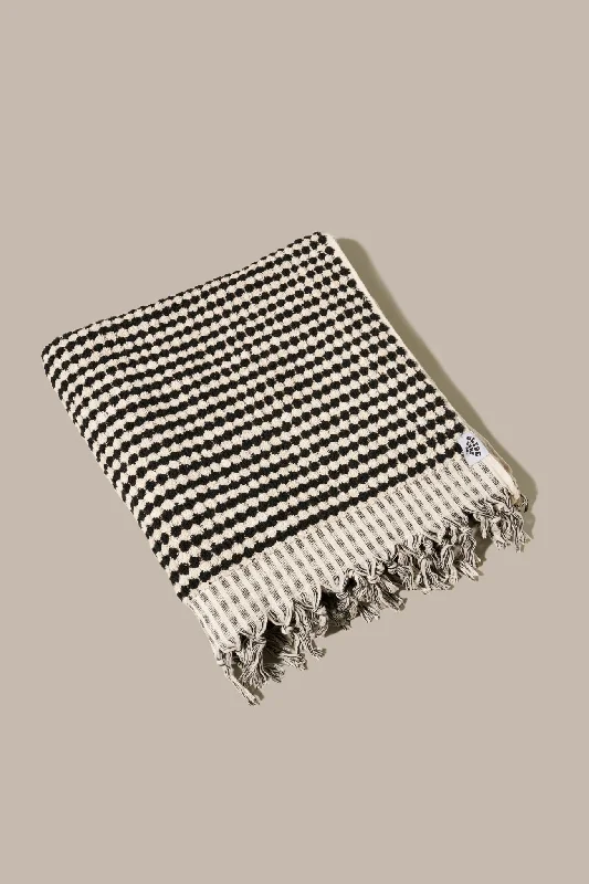 surf clothing for easy movement in the surf-Glide Turkish Towel - Pom Pom, Black & White