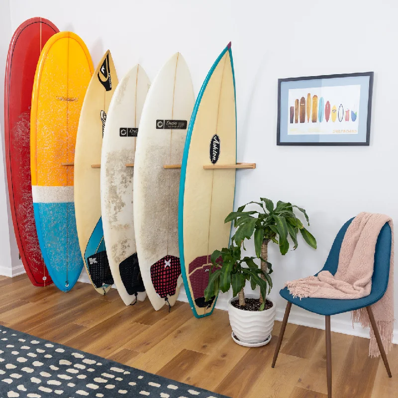 surfboards for smooth rides in hollow waves-Holden Beach Surfboard Storage Vertical Wood Rack | Holds 6 Surfboards