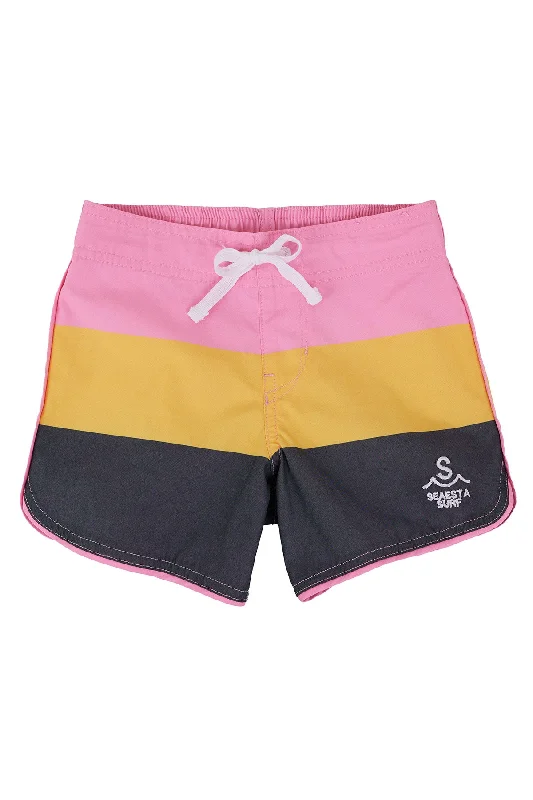 surf clothing for beach volleyball and other sports-Seaesta Scallop Retro Flare Boardshort / Triple Scoop / Bubble Gum / Boardshorts