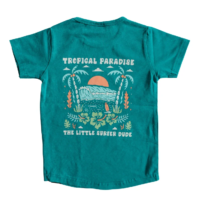 surf clothing for easy movement in the surf-Tropical Paradise Toddler Tee