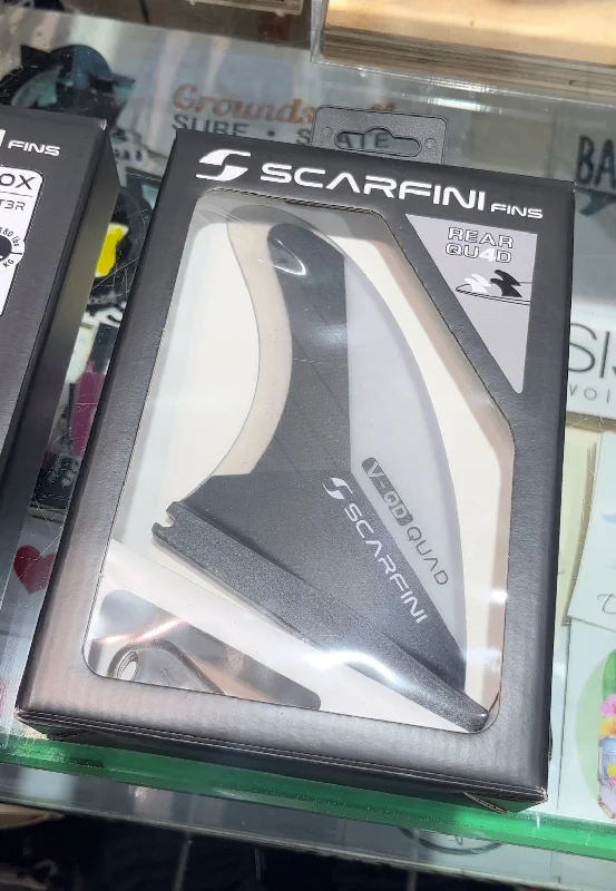 surfboard fins with flexible tips for high-performance turns-Scarfini Velox Carbon Base 1 Tab Quad Rears