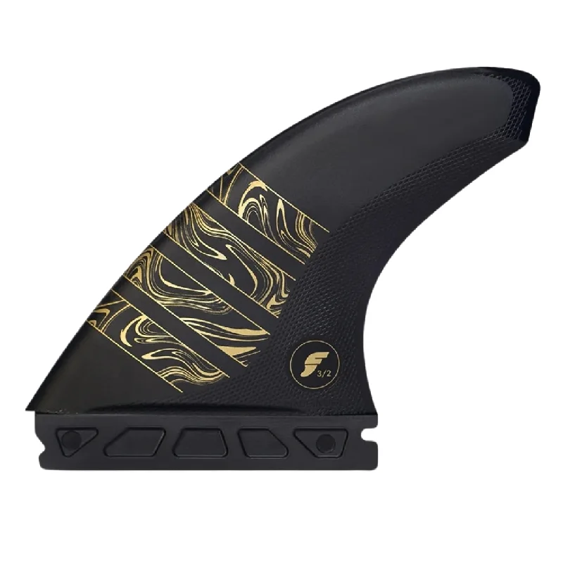 surfboard fins with improved design for smooth rides-Futures Vector 3/2 Medium Alpha Thruster Surfboard Fins - Carbon/Gold