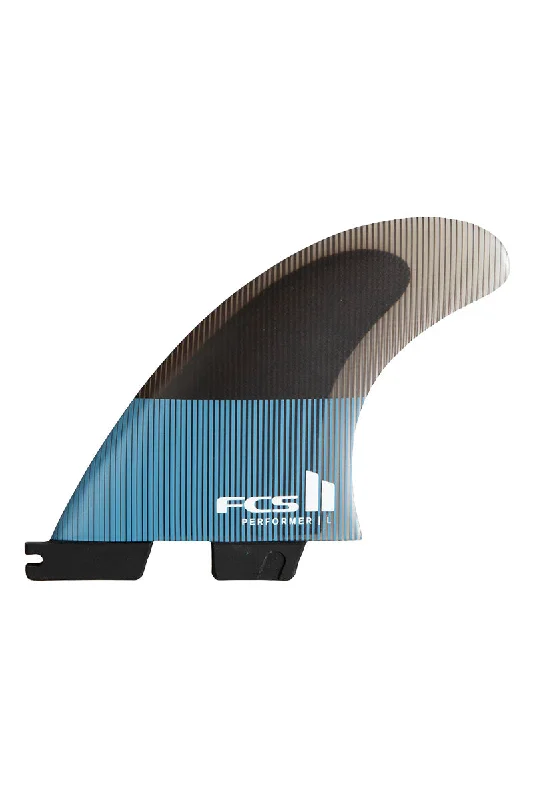 surfboard fins with greater hold on steep waves-FCS II Performer PC Large Quad Fin Set - Tranquil Blue