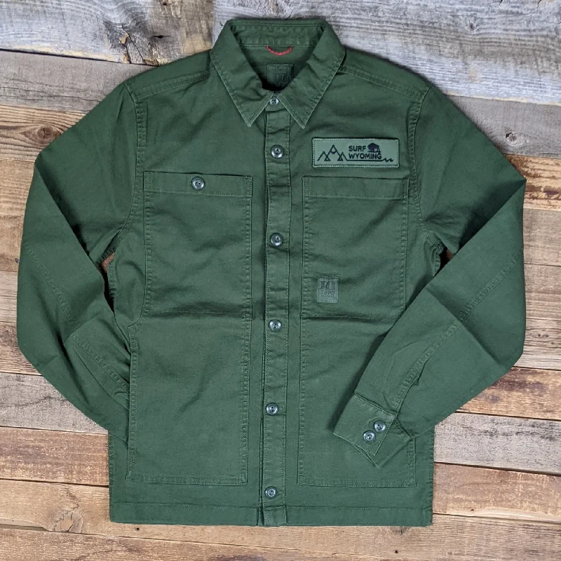 surf clothing for ultimate stretch and flexibility-Unisex Surf Wyoming® x TOPO Shacket - Military Green