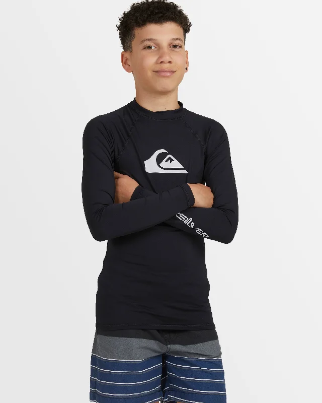 surf clothing for long surf sessions-Boys 8-16 All Time Long Sleeve UPF 50 Rash Vest