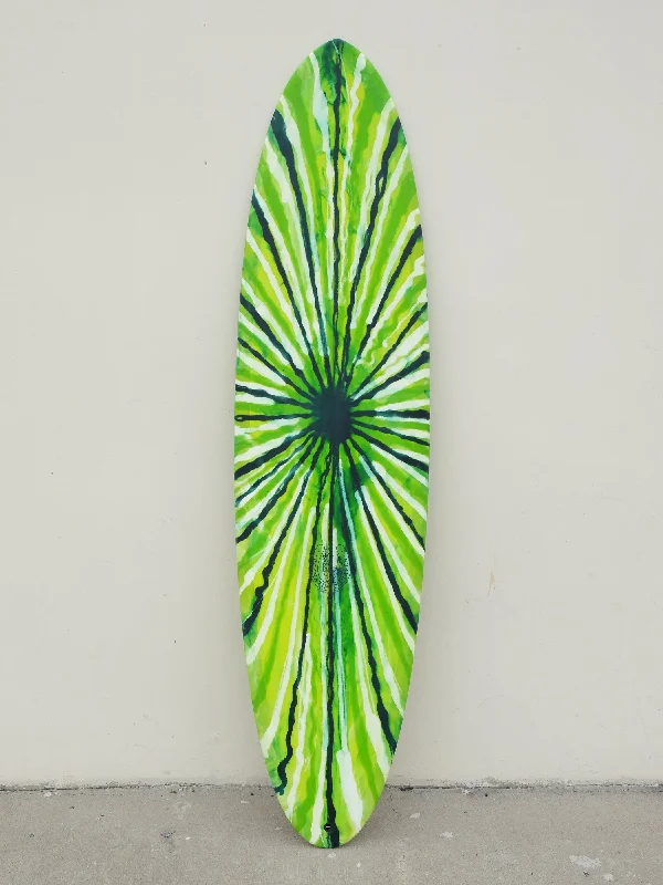 best surfboards for fast turning-7'7" Thin Twin - Green Resin Acid Splash Surfboard