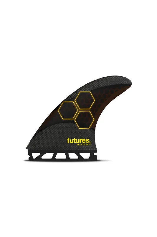 surfboard fins with added volume for buoyancy-Futures Fins AM2 Techflex Thruster Fin Set - Black / Orange