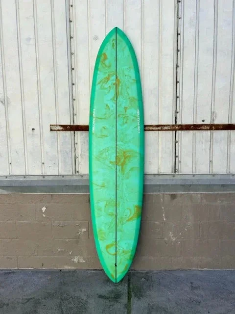 surfboards with low-profile designs for fast waves-LOVE MACHINE | 8'6 LIZZY | GREEN ABSTRACT SURFBOARD