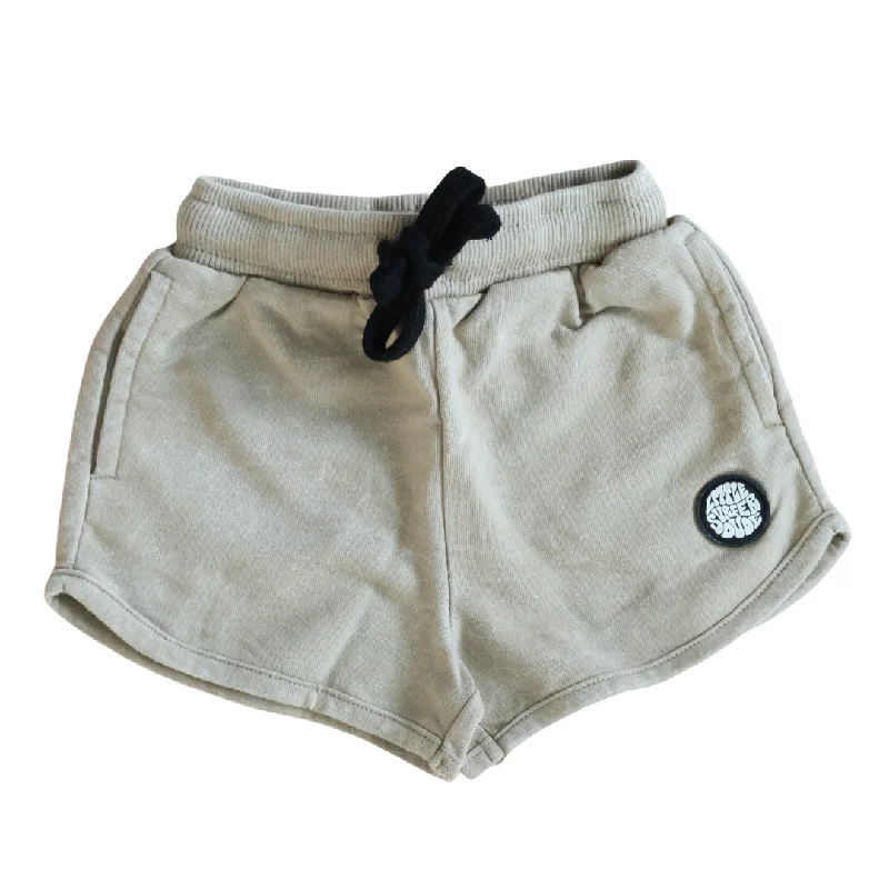 surf clothing for quick-drying performance-Light Grey/Beige Acid Wash Little Surfer Dude Cotton Lounge Shorts