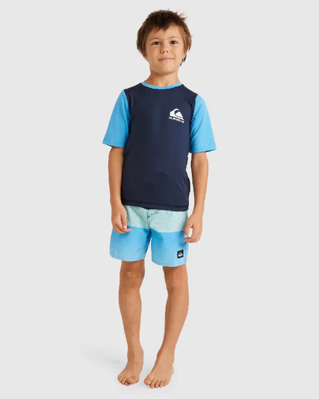 surf clothing for athletes who surf regularly-Boys 2-7 Heats Omni Short Sleeve UPF 50 Rash Vest