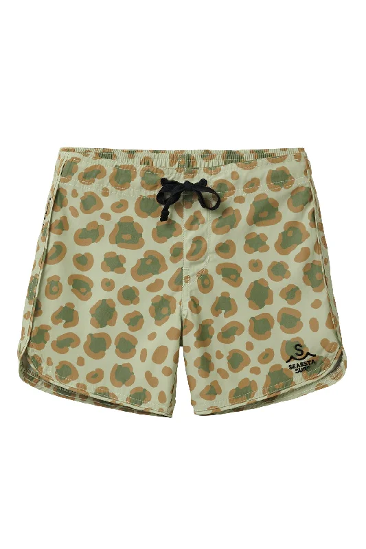 surf clothing with extra sunblock protection-Seaesta Scallop Retro Flare Boardshort / Calico Crab / Faded Army / Boardshorts