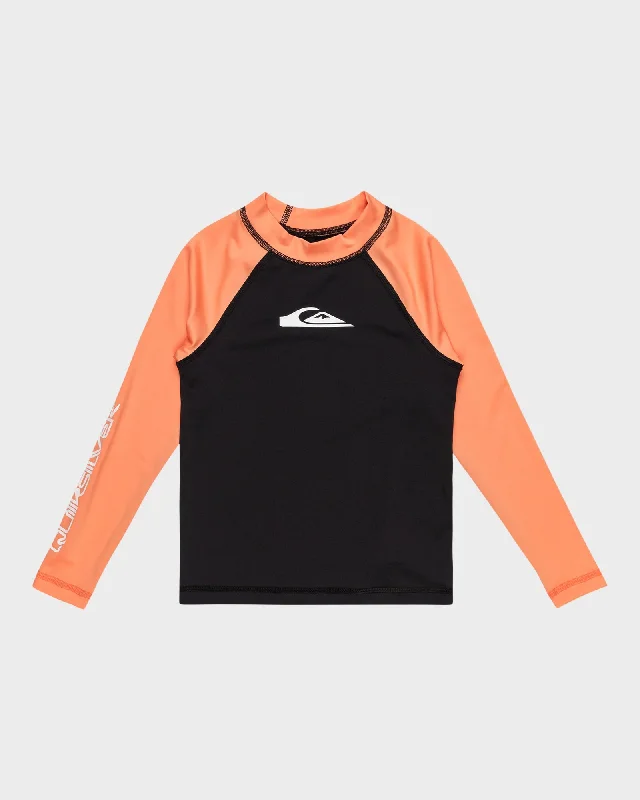 surf clothing for warmth in early morning surf-Boys 2-7 Everyday Long Sleeve UPF 50 Surf T-shirt