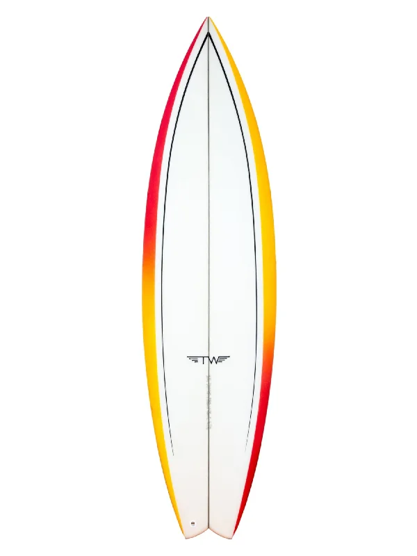 surfboards for controlled carving in big waves-Tyler Warren | Thruster Fish 6'0" Clear Gradient Surfboard