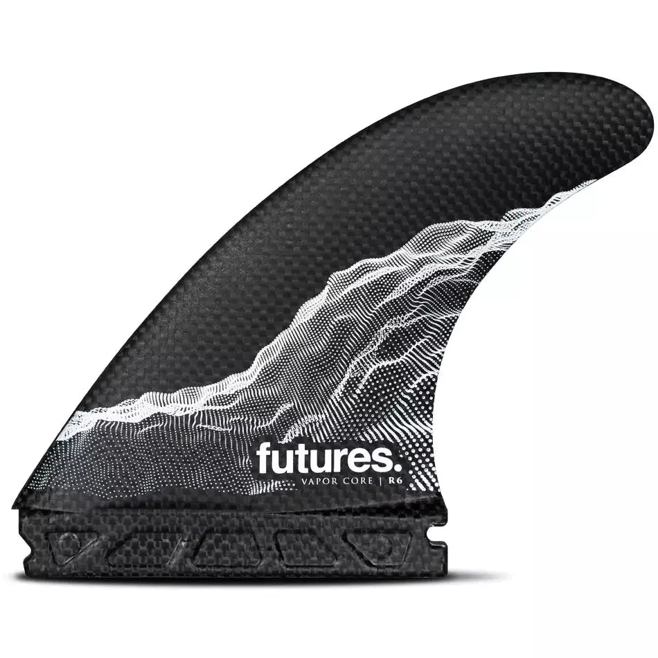 surfboard fins for faster transitions between waves-Futures Fins - R8 Vapor Core Rake Medium Thruster Fin Set - Carbon/White