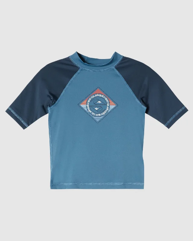 surf clothing with long sleeves for sun protection-Boys 2-7 Next Gen Short Sleeve UPF 50 Rash Vest