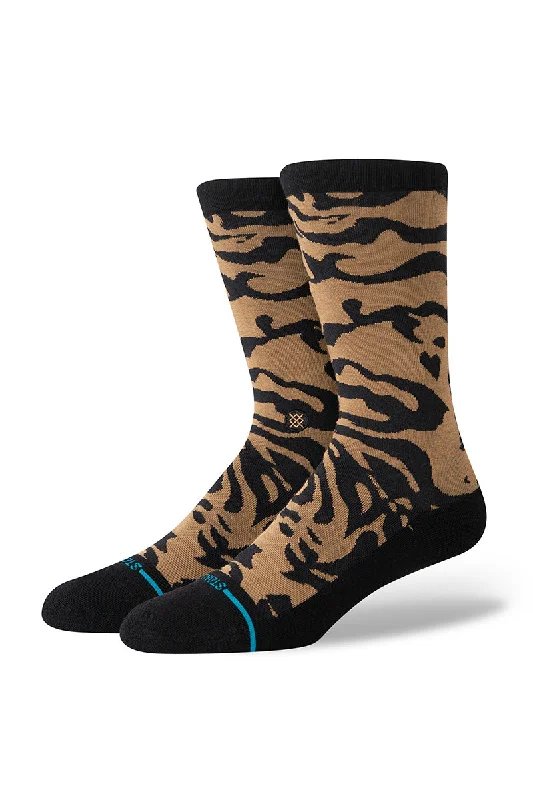 surf clothing for all types of surfboards-Stance Animalistic Crew Socks - Black / Brown