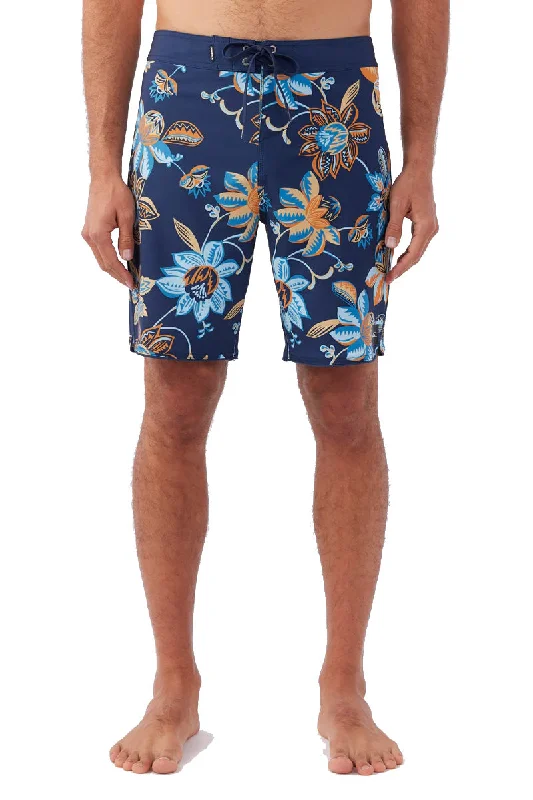 surf clothing with durable, water-resistant materials-O'Neill Hyperfreak Mysto Scallop 19" Boardshorts - Navy