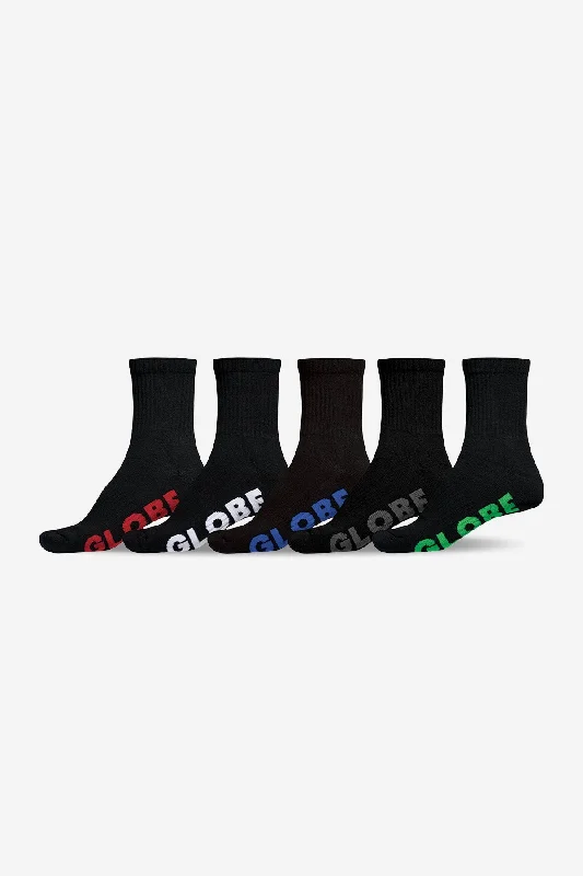 surf clothing for quick-drying performance-Large Stealth Crew Sock 5 Pack