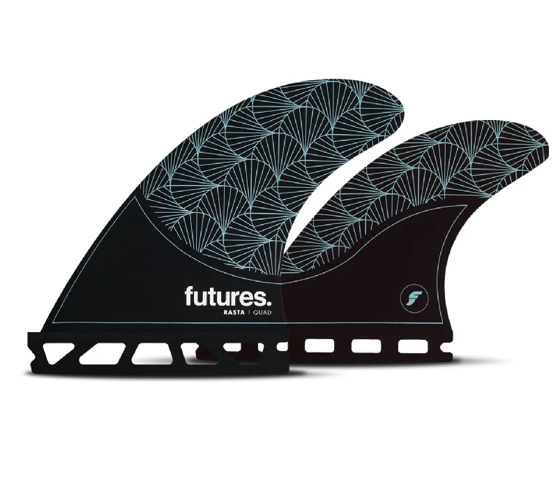 surfboard fins for custom fin setups-Futures Rasta Honeycomb Quad Fin Set-Black/Teal