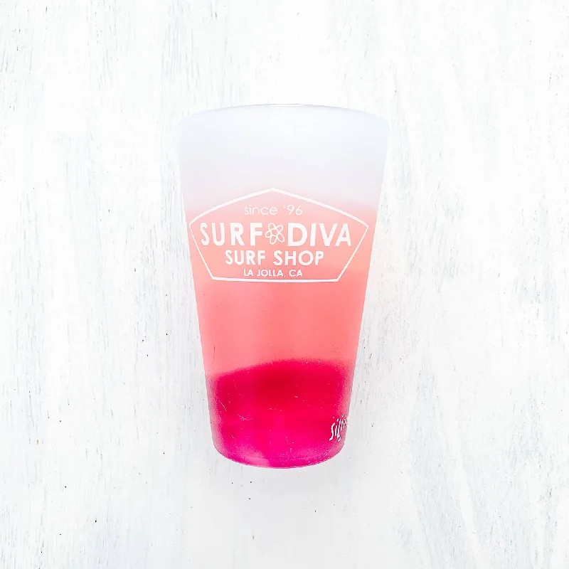 surf clothing for protection against wind and sun-CUP with SURF DIVA SURF SHOP - SILICONE PINT CUP (pink)