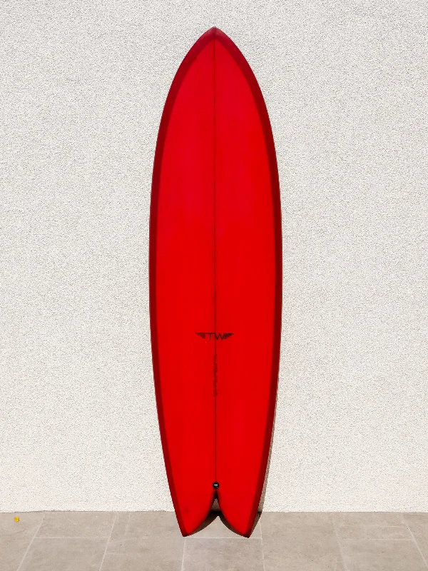 best surfboards for shortboard riders-Tyler Warren | Big Fish Twin Fin 6’8" Maroon Surfboard