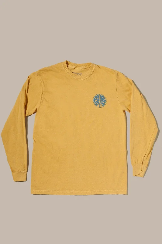 surf clothing for layering in colder months-Glide LS Tee - Peace, Mustard