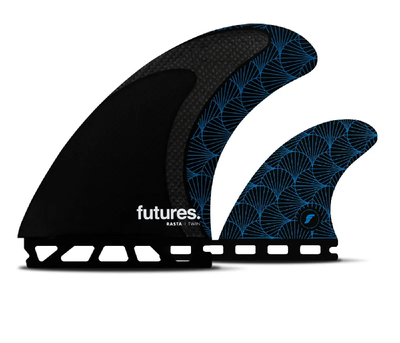 surfboard fins with greater hold on steep waves-Futures Rasta Twin +1 Twin Fin Set-Black/Blue