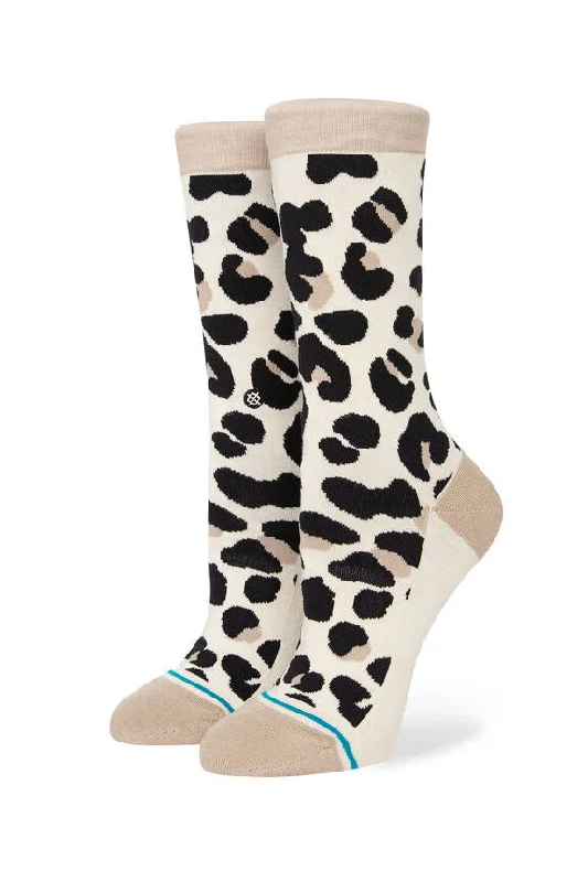 surf clothing for active water sports-Stance Spot On Crew Socks - Leopard