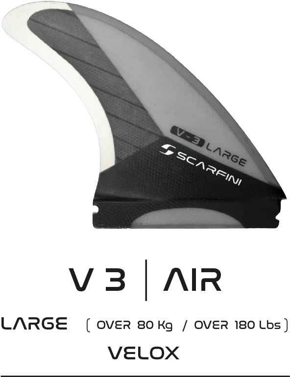 surfboard fins for fast maneuvers in powerful waves-Scarfini V3 Velox Carbon Base 1 Tab Thruster Large