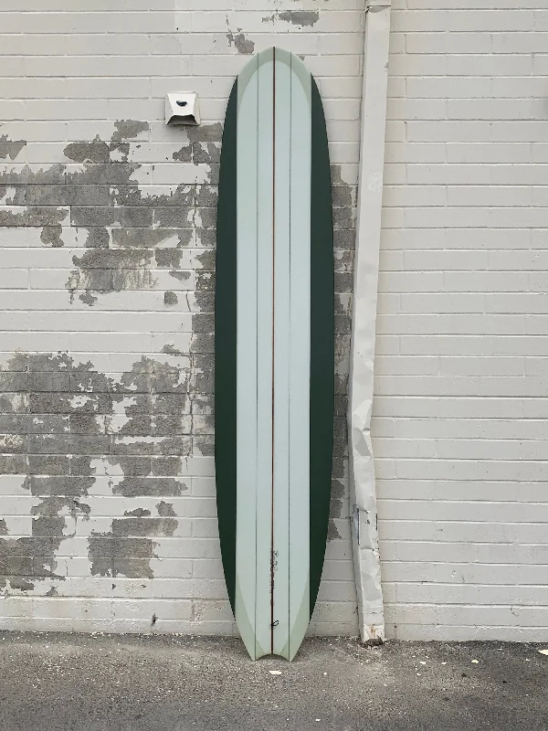 surfboards for quick response in the water-Woodin Surfboards | Magic Carpet 9’6” Volan with Military Green Resin Panel Longboard