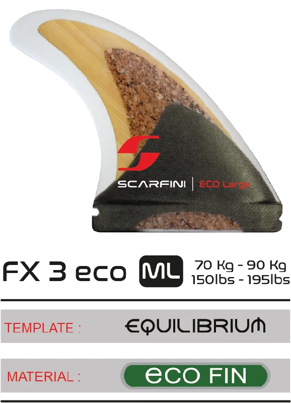 surfboard fins for better traction-Scarfini E3 Eco Fiberglass 1 Tab Thruster Medium-Large