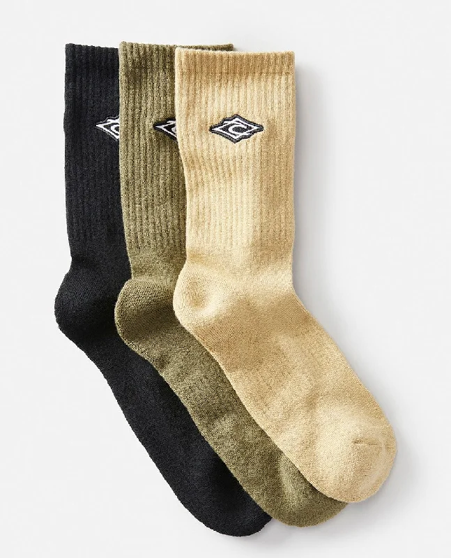 surf clothing with stretch material for flexibility-Rip Curl Mens Icons Crew Socks - 3 Pack