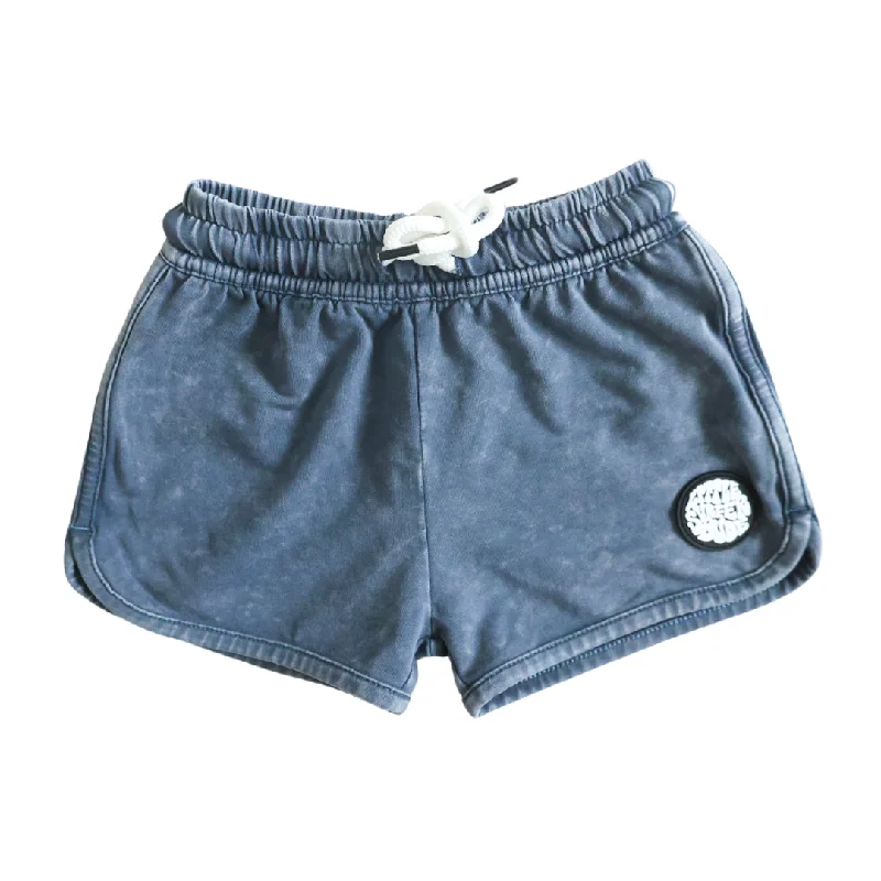 surf clothing for relaxed fits and casual wear-Dark Blue Acid Wash Cotton Lounge Shorts