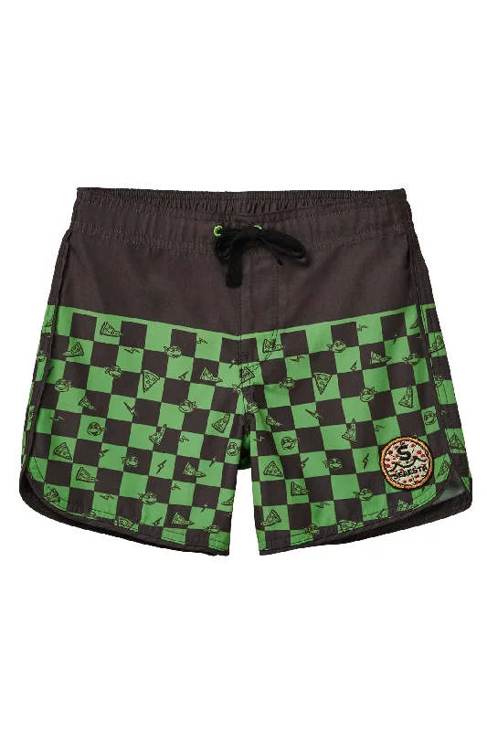 surf clothing with stretch panels for enhanced comfort-Seaesta Surf x Teenage Mutant Ninja Turtles® Mutant Checker Boardshorts / Turtle Green